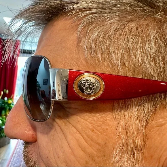 Authentic Versace ShieldSILVER Frame Sunglasses with Medusa  display picture 1